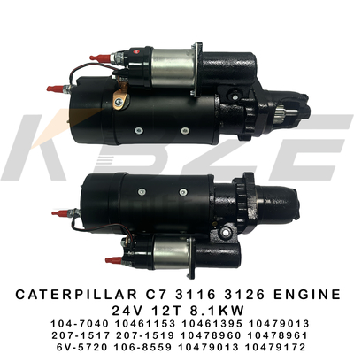 6V-5720 106-8559 CAT C7 3116 3126 MOTOR 24V 12T 8.1KW STARTER MOTOR 104-7040 10461153 10461395 207-1517 207-1519 Untuk E320 E322 E325 Excavator